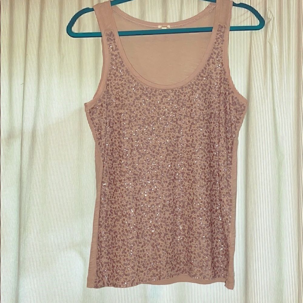 J Crew neutral cotton sparkle sequin tank 📏